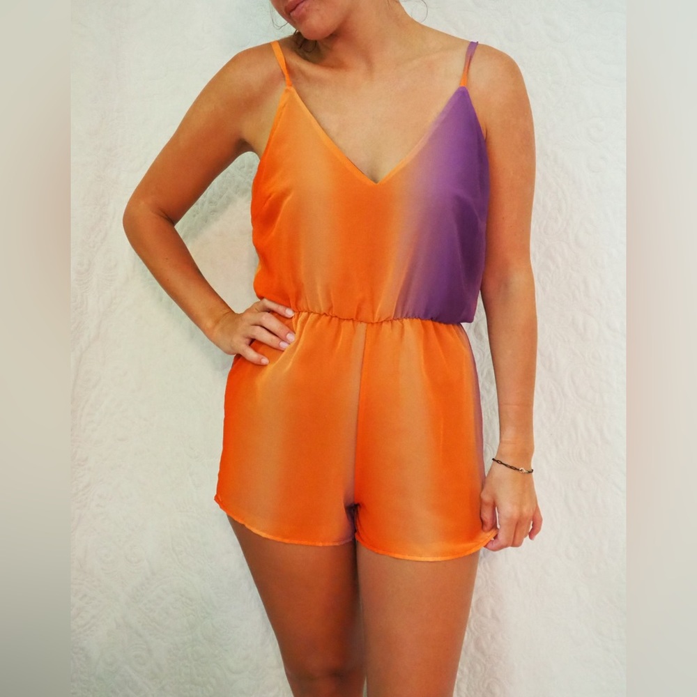 Orange & purple romper